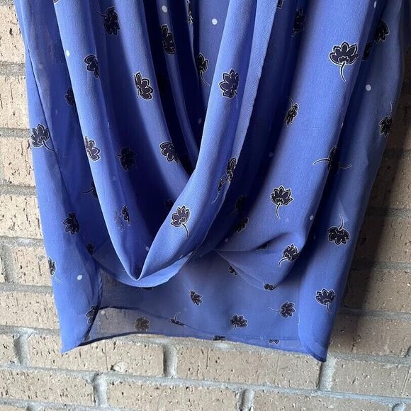 CAbi Crossover Blouse Vivid Violet Floral Print Draped Front Sheer Top Size S - Picture 4 of 14